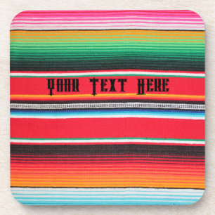 Mexican poncho blanket custom text  beverage coaster