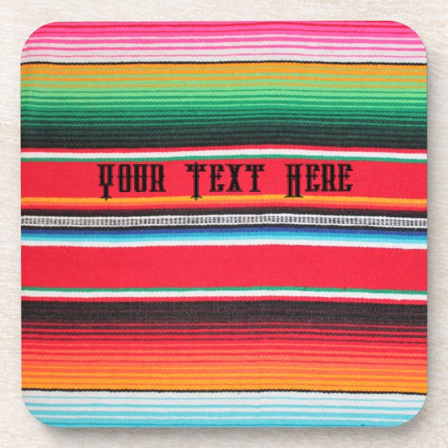 Mexican poncho blanket custom text  beverage coaster (Front)