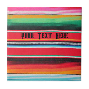 Mexican poncho blanket with text Ceramic Tile