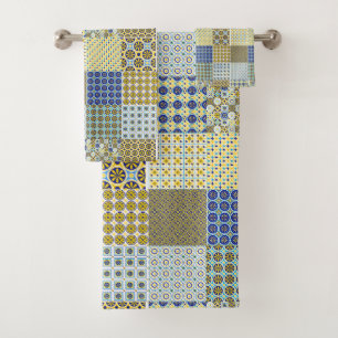 Mexican Portuguese Talavera Azulejo Bath Towel Set