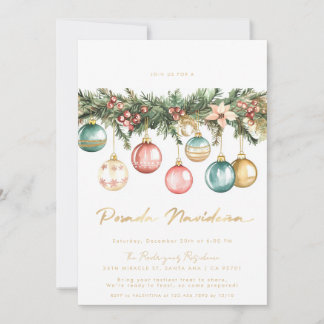 Mexican Posada Navideña Colorful Ornaments Invitation
