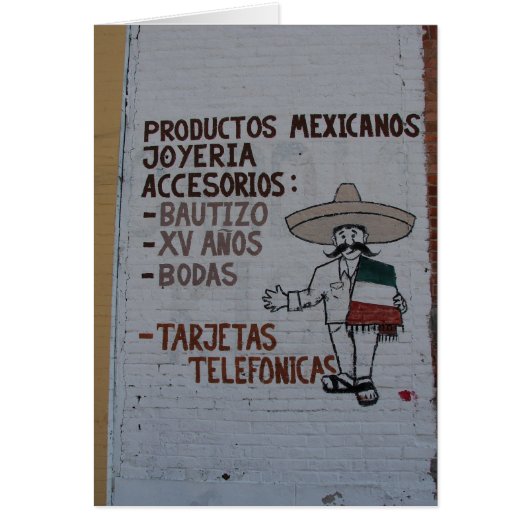 Mexican Products Sign in Washington, Iowa Cards (Front)