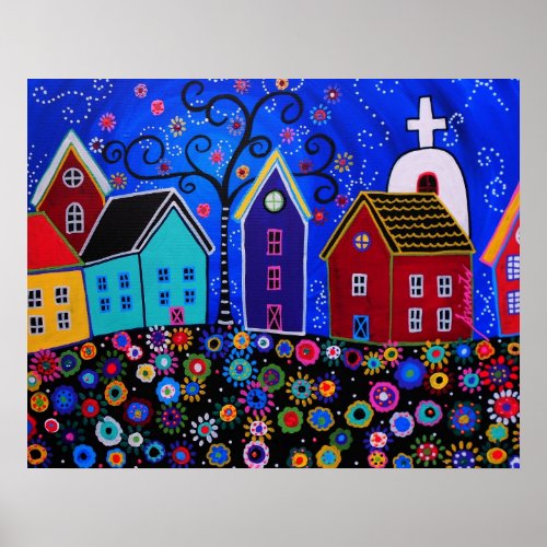 MEXICAN PUEBLO II TOWN PRISARTS PAINTING POSTER