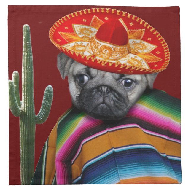 Mexican pug dog napkin (Front)