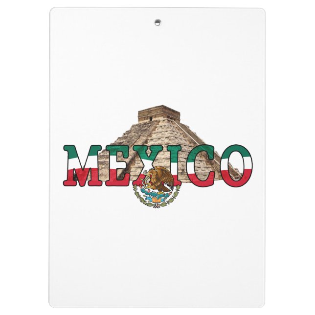 Mexican Pyramids And Mexican Flag Clipboard (Back)