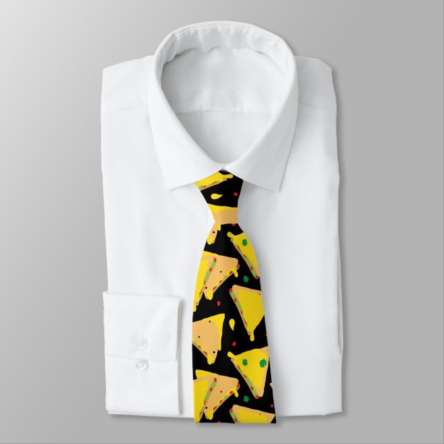 Mexican Quesadilla Pattern Neck Tie (Tied)