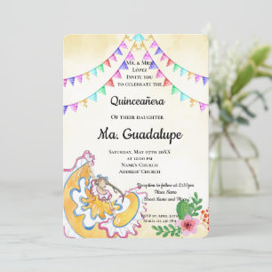 Mexican Quinceañera 15 anos Birthday Invitation