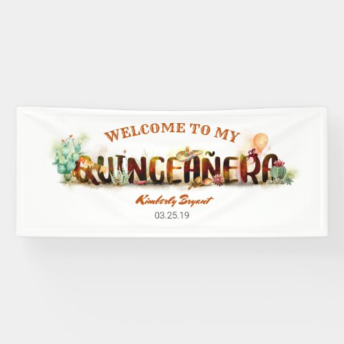 Mexican Quinceanera 15th Birthday Banner