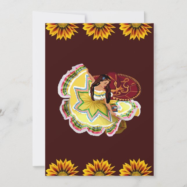 Mexican Quinceanera Invitation - Burgundy (Front)