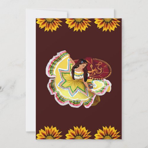 Mexican Quinceanera Invitation - Burgundy