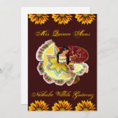 Mexican Quinceanera Invitation - Burgundy Nathalie (Front/Back)