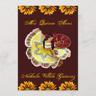 Mexican Quinceanera Invitation - Burgundy Nathalie