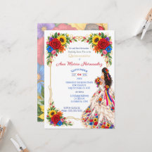 Mexican Quinceañera Invitations Colorful Flowers