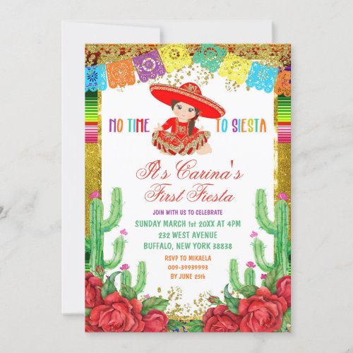 Mexican Red Charra First Birthday Fiesta Invite