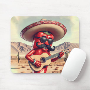 Mexican Red Chili Pepper Guitar Player Mouse Pad