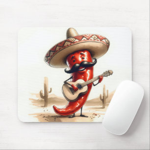 Mexican Red Chili Pepper Guitar Player Mouse Pad