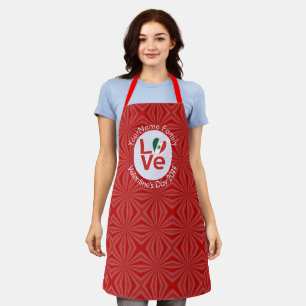 Mexican Red LOVE Flag Personalized Apron