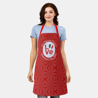 Mexican Red LOVE Flag Personalized  Apron