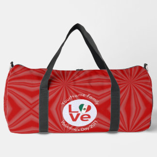 Mexican Red LOVE Flag Personalized  Duffle Bag