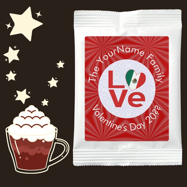 Mexican Red LOVE Flag Personalized  Hot Chocolate Drink Mix (Creator Uploaded)