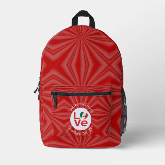 Mexican Red LOVE Flag Personalized  Printed Backpack