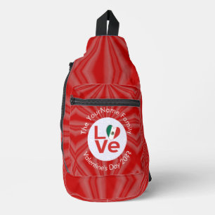 Mexican Red LOVE Flag Personalized Sling Bag