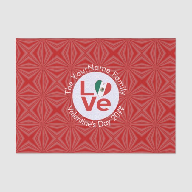 Mexican Red LOVE Flag Personalized  Tissue Paper (Front)