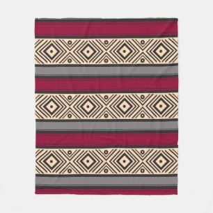 Mexican Red Stripes Geo Pattern Fleece Blanket