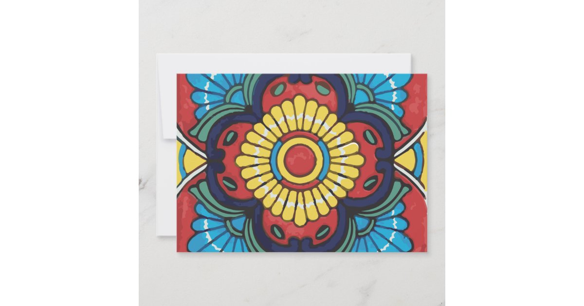 Mexican red talavera tile invitation | Zazzle