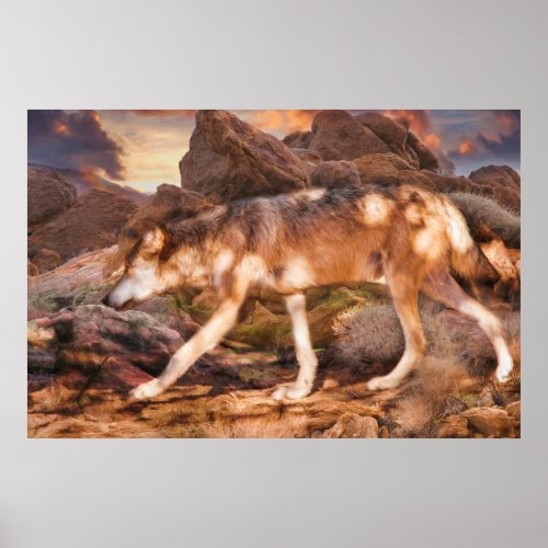 MEXICAN RED WOLF DESERT TREK POSTER