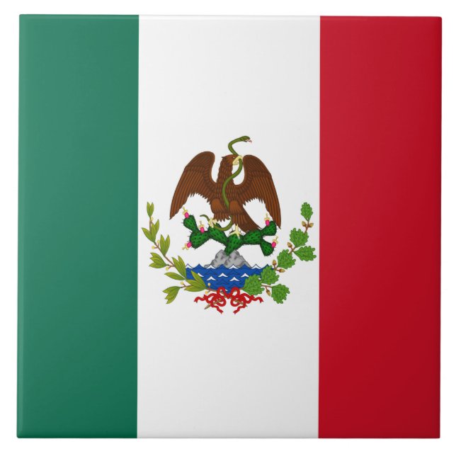 Mexican Republic Flag: 1824-1835, Santa Anna Ceramic Tile (Front)