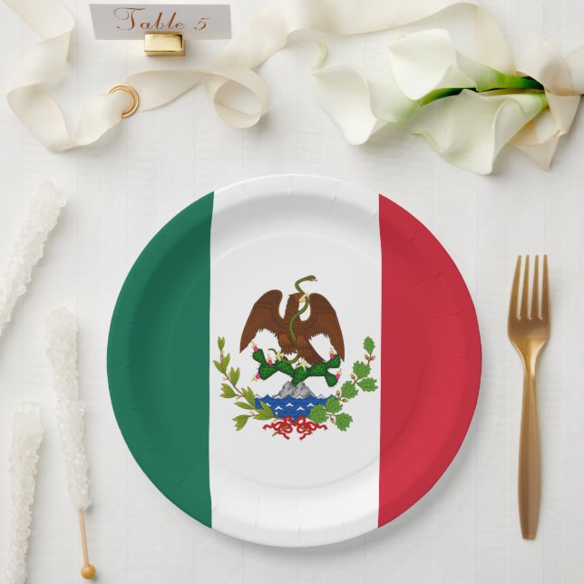 Mexican Republic Flag: 1824-1835, Santa Anna Paper Plates (Wedding)