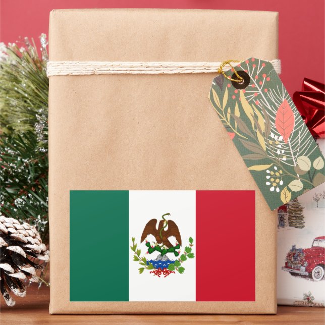 Mexican Republic Flag: 1824-1835, Santa Anna Rectangular Sticker (Holiday)