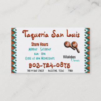 Mexican Restaurant Business Card
