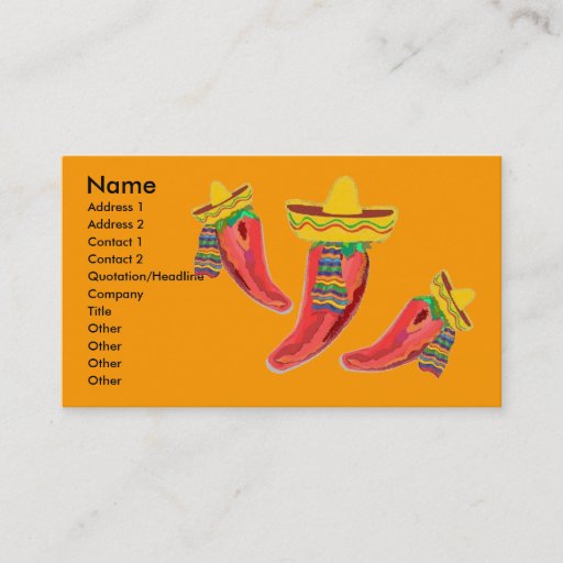 Customizable Mexican Restaurant Business Profile Card Business Card Templates