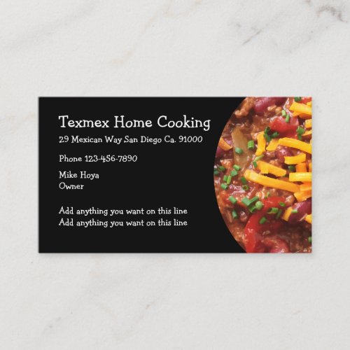 Mexican Restaurant Cuisine Business Card