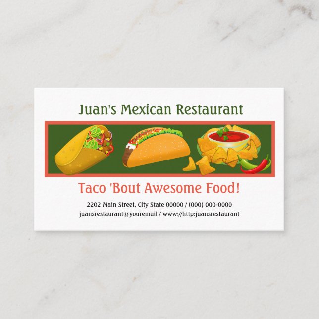 Mexican Restaurant Custom Business Card (Front)
