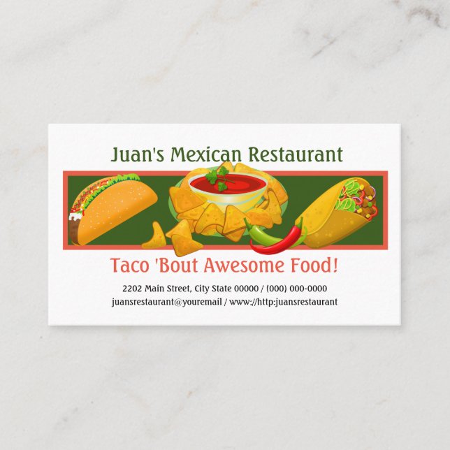 Mexican Restaurant Custom Business Card (Front)