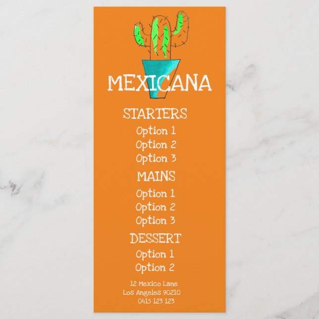 Mexican restaurant food dinner menu (Front)