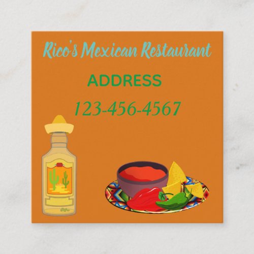 Mexican Restaurant Square Business Card