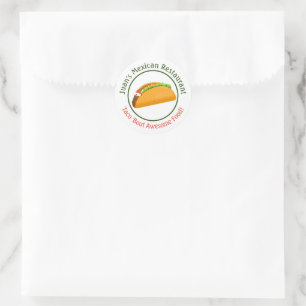 Mexican Restaurant Taco Logo Classic Round Sticker