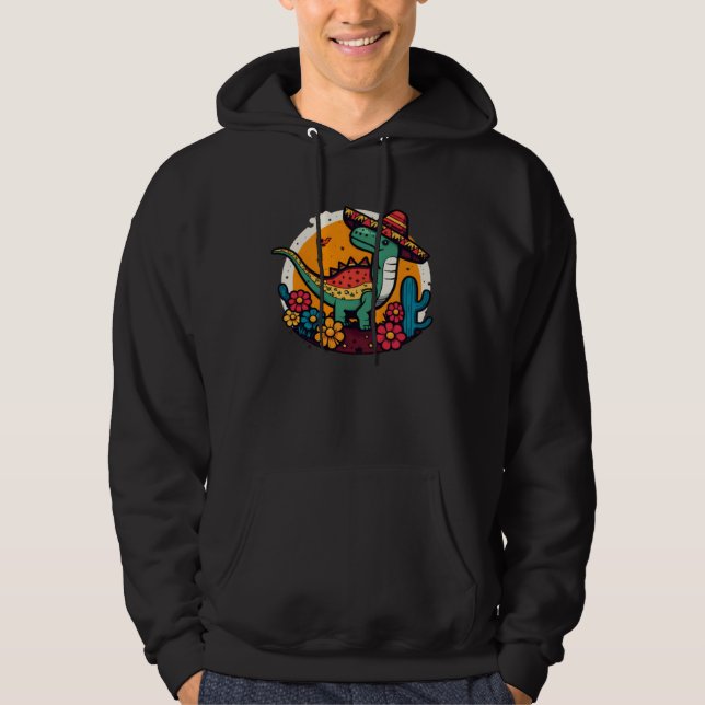 Mexican Rex Dinosaur Cinco De Mayo Hoodie (Front)