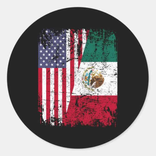 Mexican Roots Half American Flag Mexico Classic Round Sticker