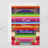 Mexican Roses Flowers with Gold Glitter Birthday  Invitation (Back)