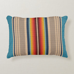 Mexican Rug: Colorful Stripes Seamless. Accent Pillow
