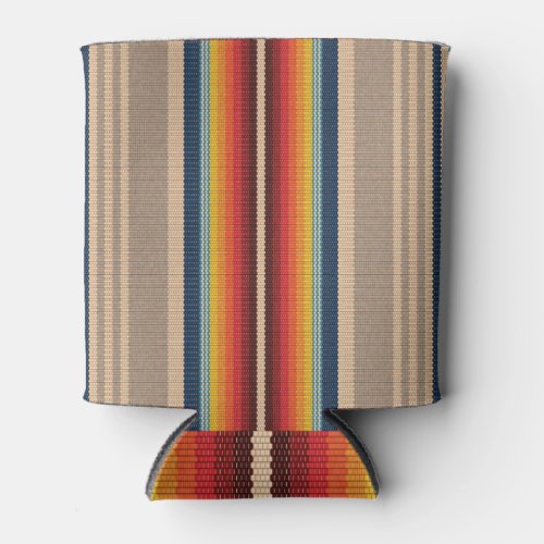Mexican Rug Colorful Stripes Seamless Can Cooler