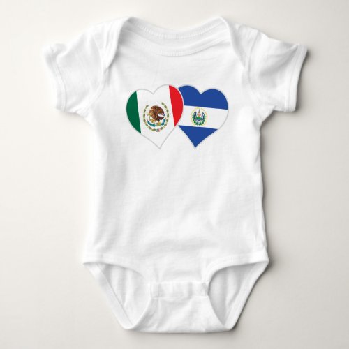 Mexican Salvadorian Flag Heart Mexico El Salvador Baby Bodysuit