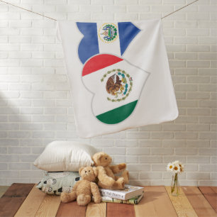 Mexican Salvadorian Flag Hearts Mexico El Salvador Baby Blanket