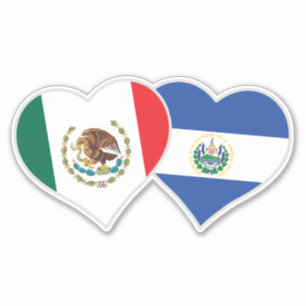 Mexican Salvadorian Flag Hearts Mexico El Salvador Sticker