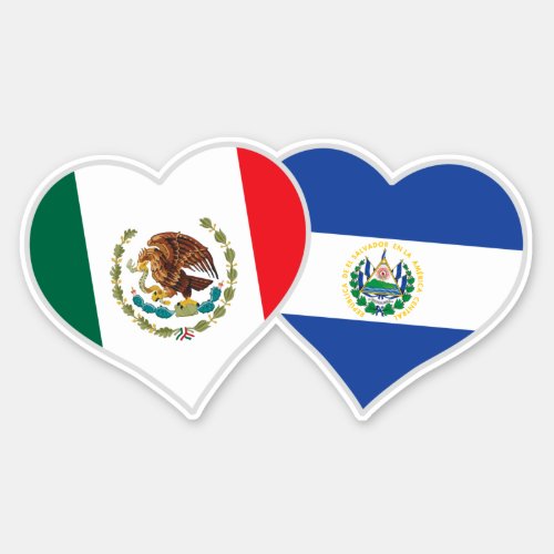 Mexican Salvadorian Flag Hearts Mexico El Salvador Sticker